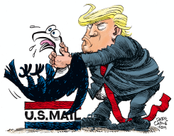 TRUMP STRANGLES U.S. MAIL by Daryl Cagle