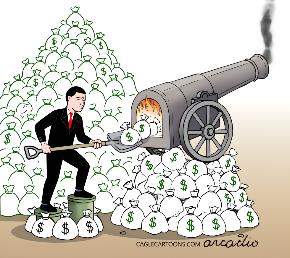 Businessman Burns Cash Firing Funds from Cannon