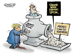 TRUMP GRINDS FARMER IN MIDTERM SCHEME by John Cole