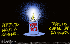 VOTE TO LIGHT THE DARKNESS by Milt Priggee