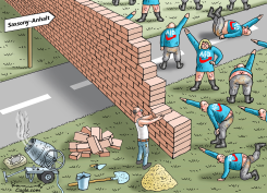 MERZ BUILDS AN ANTI-FASCIST WALL by Marian Kamensky