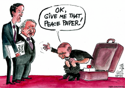 PUTIN REACHES FOR PEACE PAPER by Christo Komarnitski