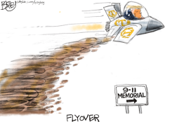 TRUMP JET OVER 9/11 MEMORIAL by Pat Bagley