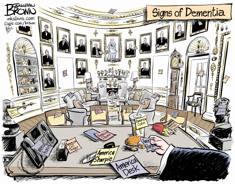 Dementia labels flood the Oval Office as presidency shows clear memory strain.