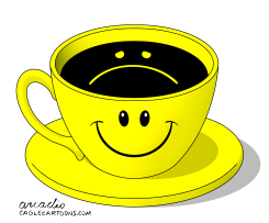 SMILING YELLOW COFFEE CUP by Arcadio Esquivel