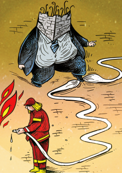BUREAUCRAT IMPEDES FIREFIGHTING OPERATION by Oguz Gurel