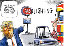 TRUMP DENIES HIGH GAS PRICES by Dave Whamond