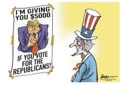 TRUMP PROMISES MONEY FOR REPUBLICAN VOTES by Manny Francisco