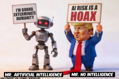 TRUMP CALLS AI RISKS A HOAX by Bart van Leeuwen