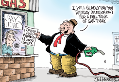 TRUMP POST-MIDTERM CHECK GAS PROMISE by Joe Heller