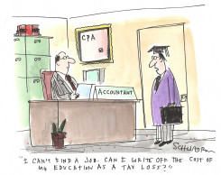 GRADUATE SEEKS TAX WRITE-OFF FOR DEGREE by Harley Schwadron
