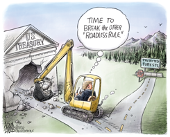 TRUMP TARGETS ROADLESS RULE by Adam Zyglis
