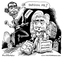 OBAMA AND HILLARY by Sandy Huffaker