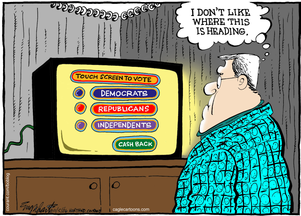  TOUCH SCREEN VOTING MACHINES by Bob Englehart