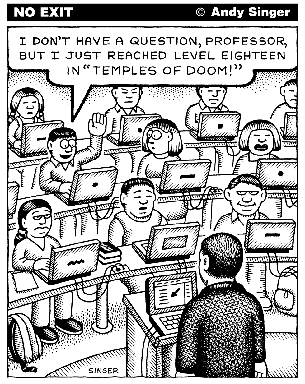 Student Plays with Computer in Class