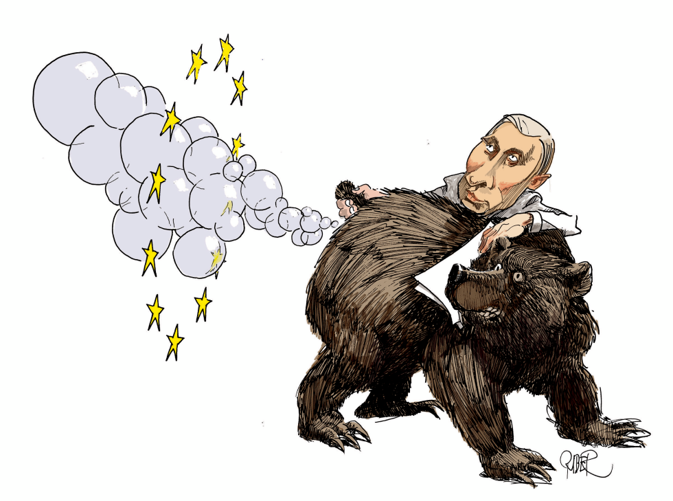  PUTIN DELIVERING A GAS SAMPLE TO EU by Riber Hansson