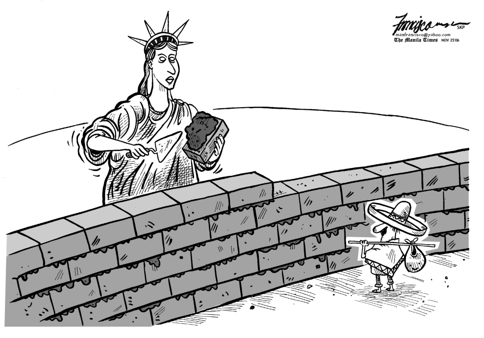 lady liberty builds wall