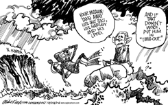 PUNISHING KIM JONG IL by Mike Keefe