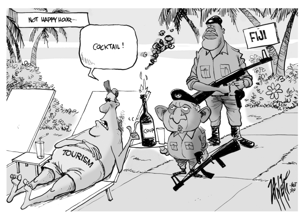 Fiji Coup bw grayscale