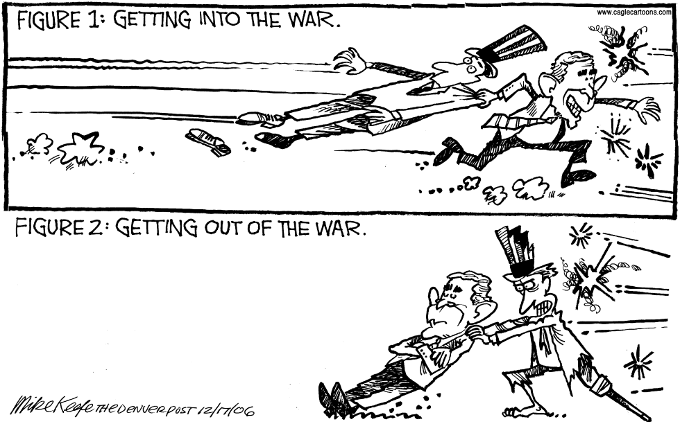  GETTING IN AND OUT OF WAR by Mike Keefe