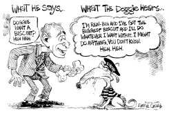 BUSH EUROPE DOG BISCUIT by Daryl Cagle