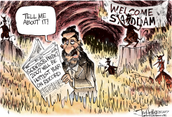 SADDAM AND GLOBAL WARMONG  by Joe Heller