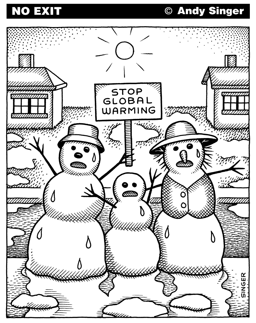 Family of Melting Snowmen Protest Global Warming