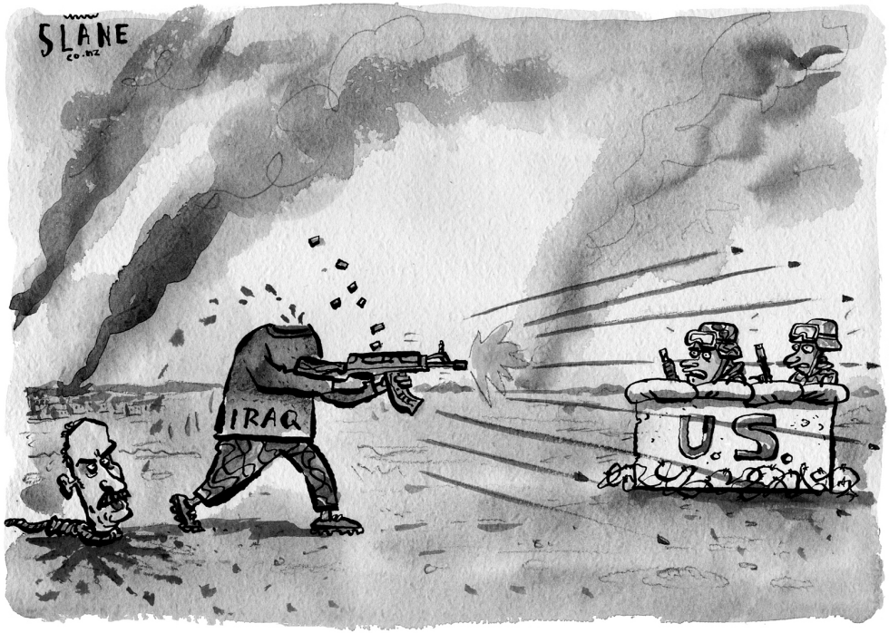 Headless In Iraq greyscale