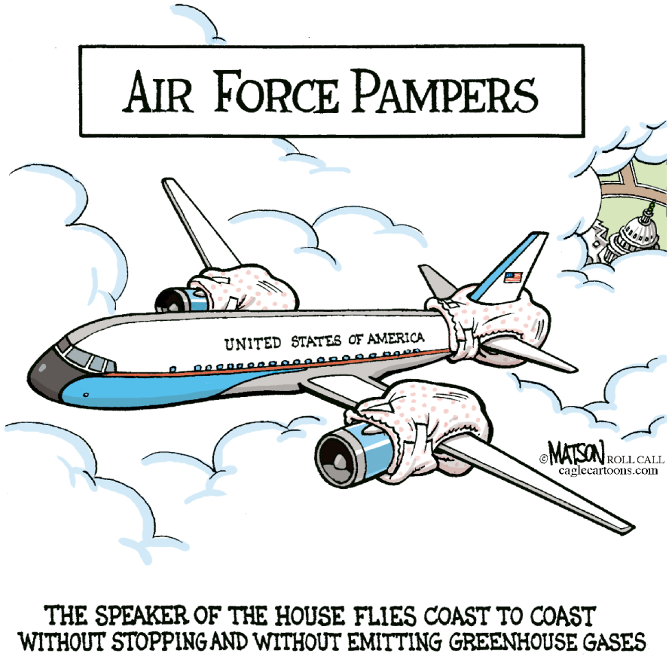 Nancy Pelosi Flies Air Force Pampers-COLOR