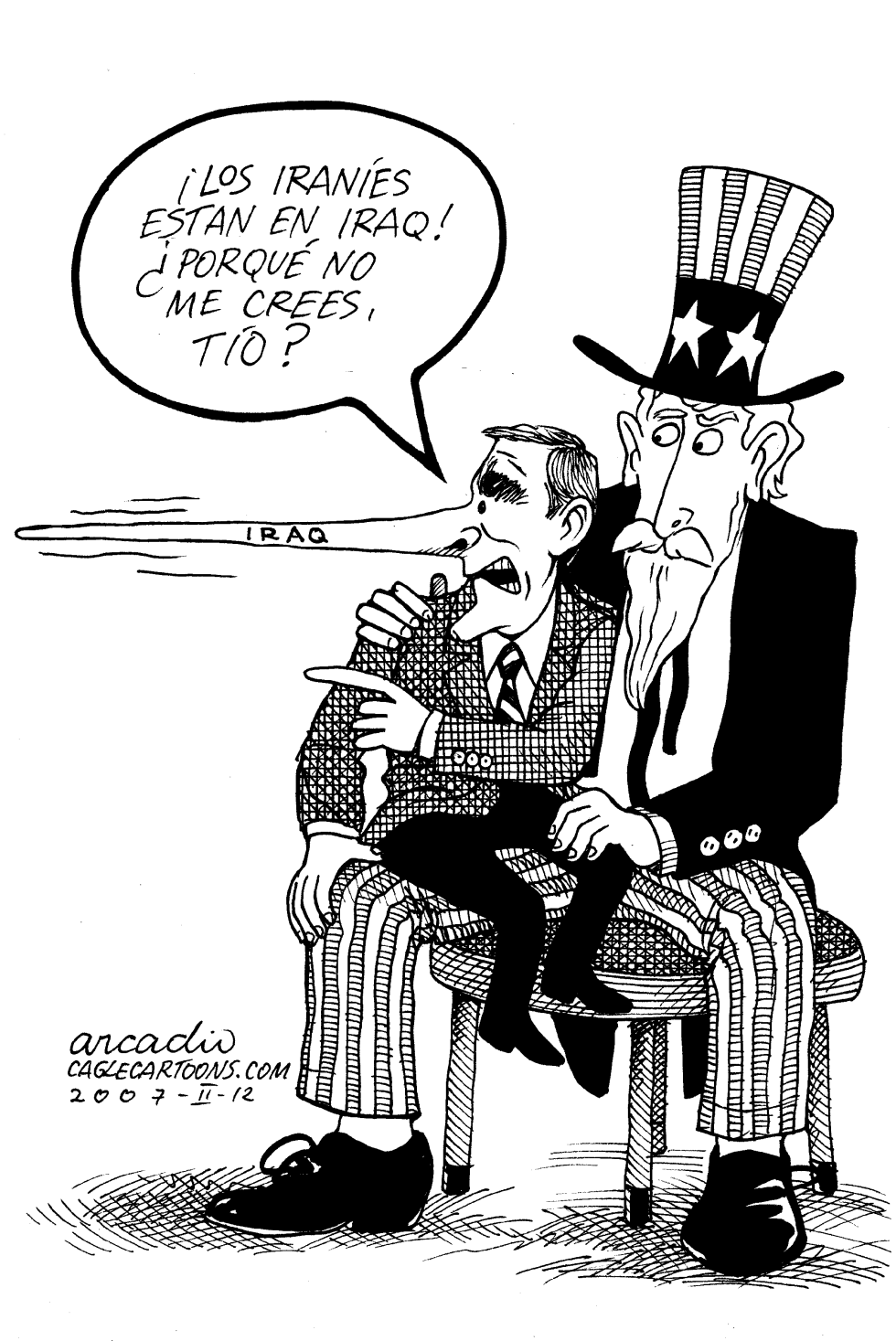 Tío Sam y Bush dialogan