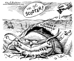 CHENEY AND SCOOTER by Sandy Huffaker