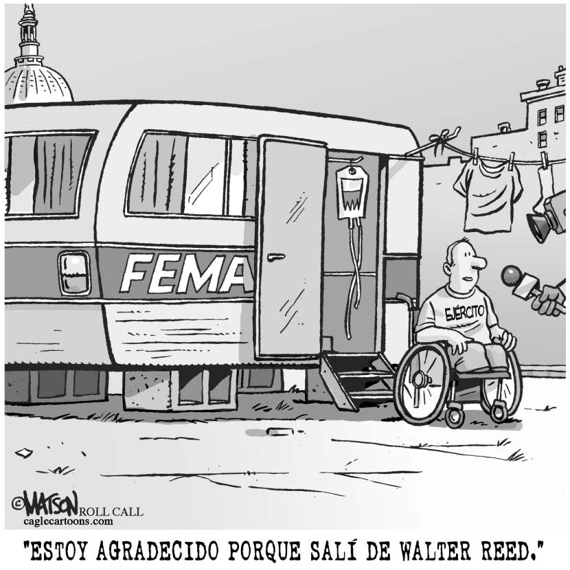 Veterano Herido Hospitalizado en Remolque de la FEMA
