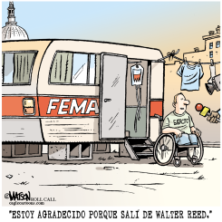 VETERANO HERIDO HOSPITALIZADO EN REMOLQUE DE LA FEMA /  by R.J. Matson