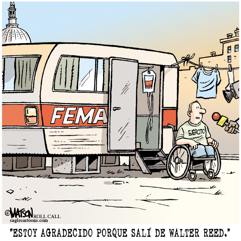 Veterano Herido Hospitalizado en Remolque de la FEMA / COLOR