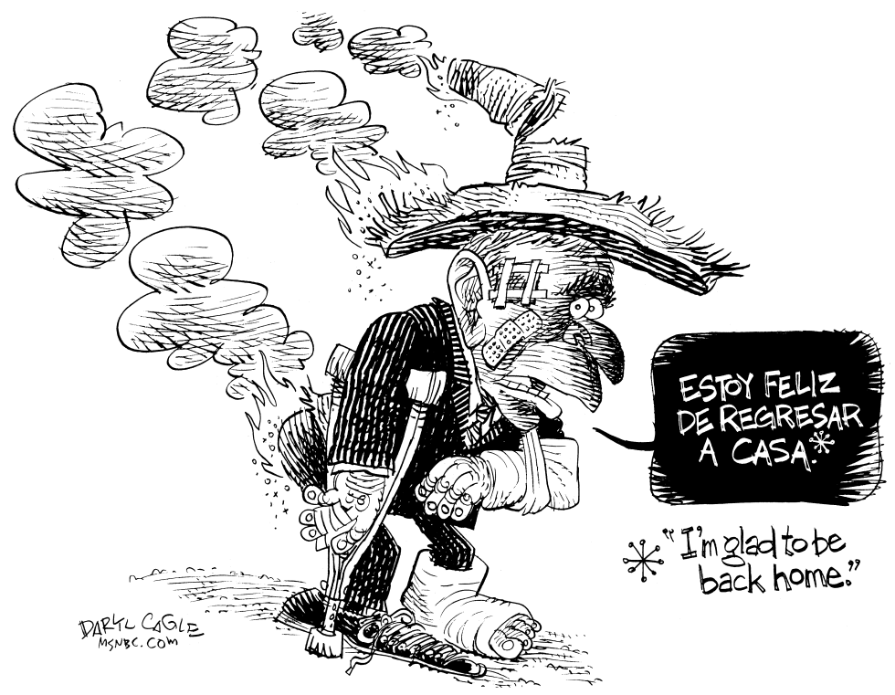  BUSH RETURNS FROM LATIN AMERICA by Daryl Cagle