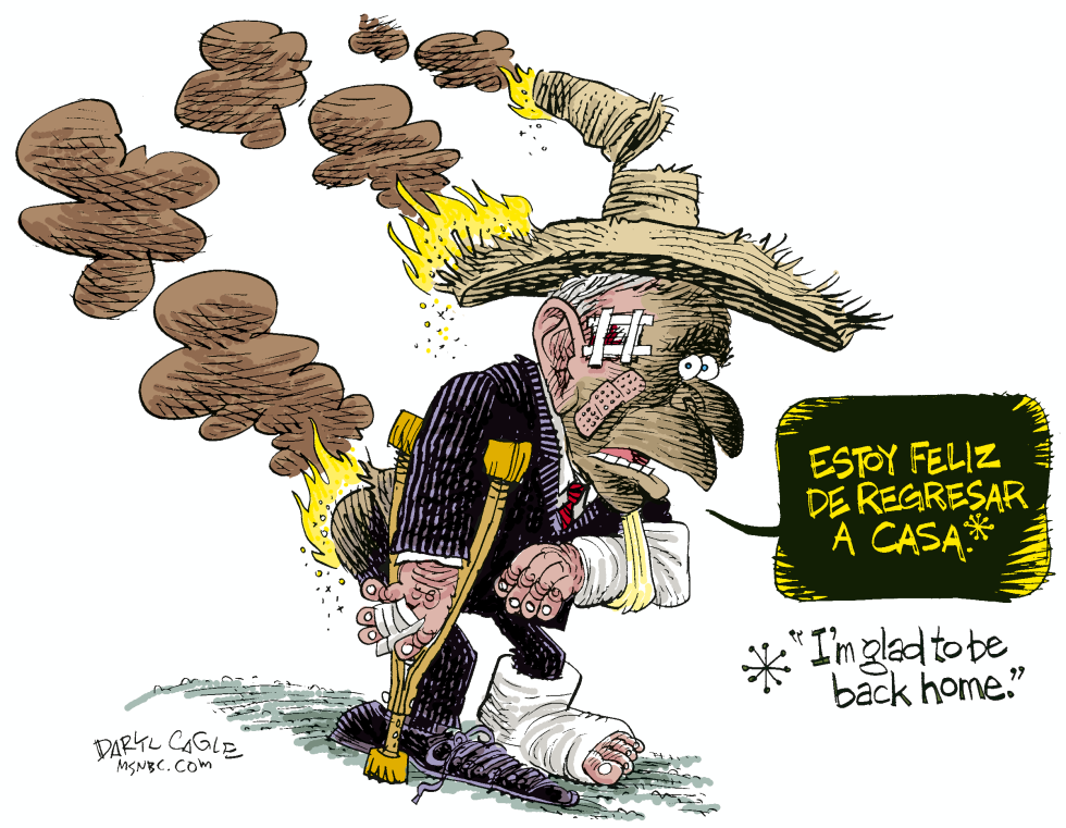  BUSH RETURNS FROM LATIN AMERICA  by Daryl Cagle