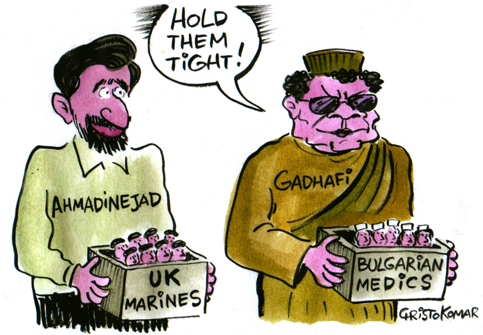  GADHAFI AND AHMADINEJAD  by Christo Komarnitski