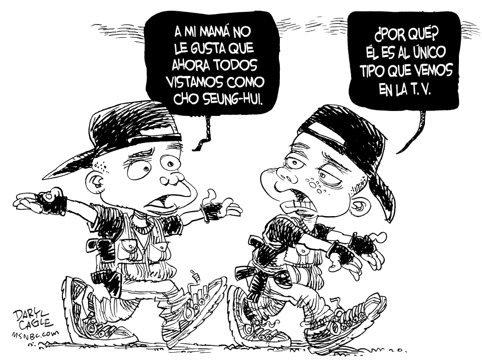  LOS CHICOS Y EL EJEMPLO DEL VIRGINIA TECH by Daryl Cagle