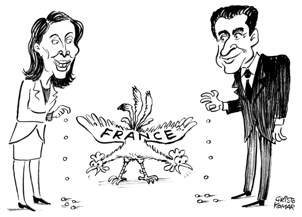 French Two-headed Rooster - B&W
