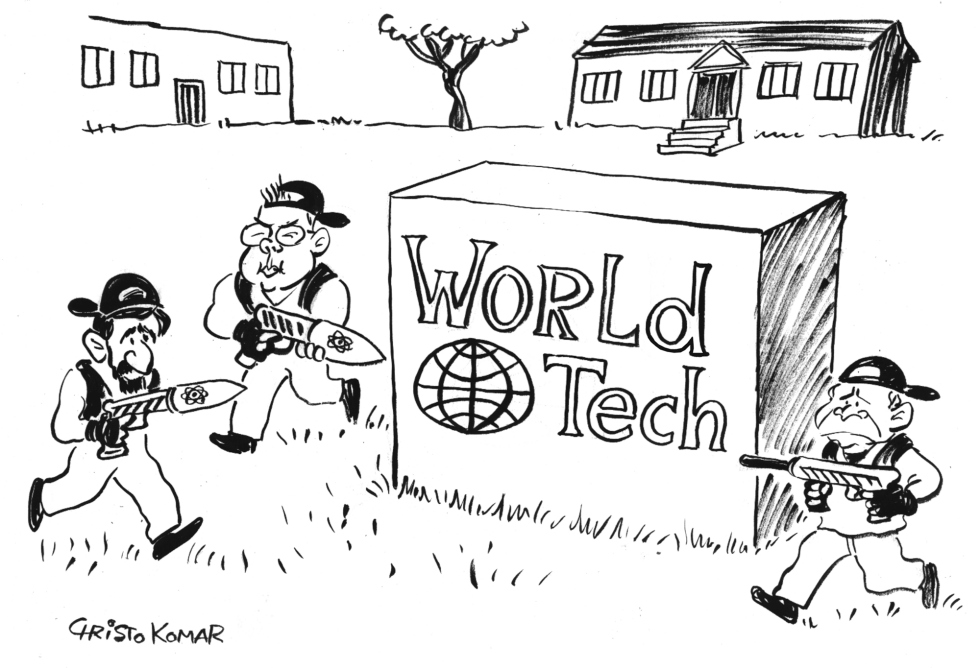Students at World Tech Campus - B&W