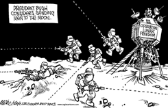 BUSH TO THE MOON by Mike Keefe