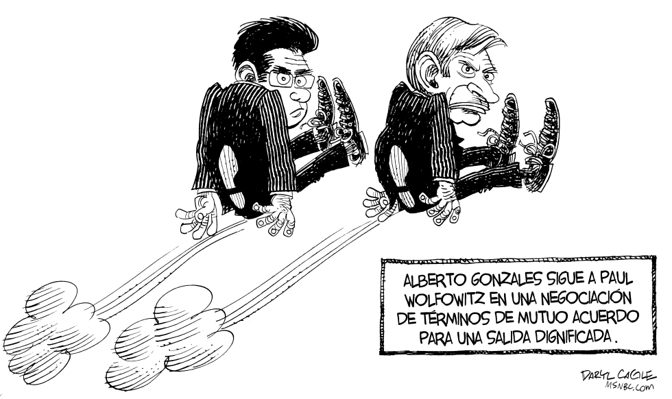  LOS TERMINOS DE SALIDA PARA GONZO Y WOLFIE by Daryl Cagle