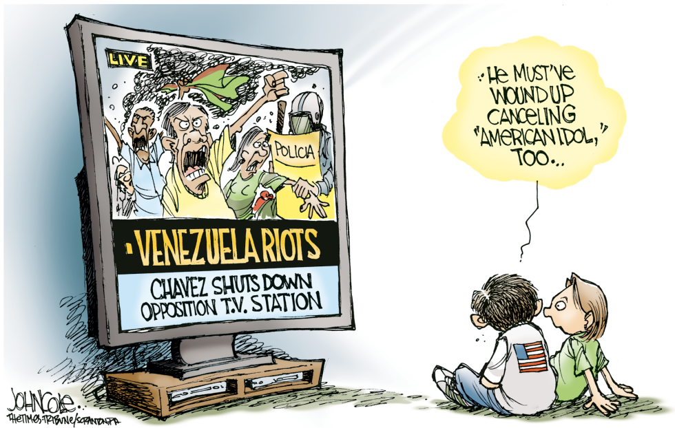  VENEZUELAN TV RIOTS   by John Cole