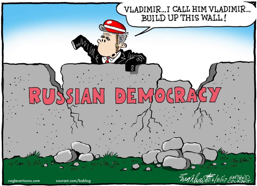  BUSH CRITICIZES RUSSIA by Bob Englehart