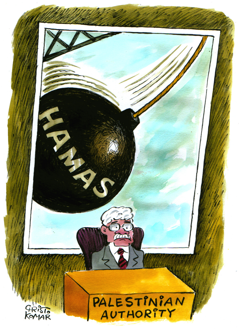 Mahmoud Abbas in his office - COLOR