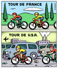 TOUR DE FRANCE TOUR DE USA  VERSION by Andy Singer