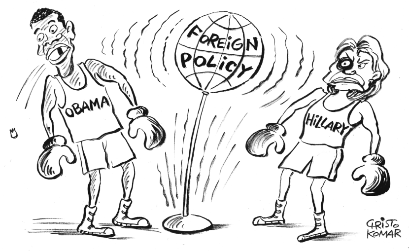 Clinton and Obama - B&W