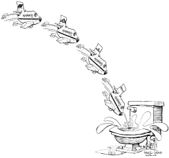AIRLINES IN TOILET by Daryl Cagle