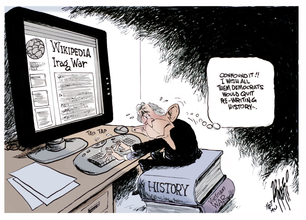 Bush rewrites history color