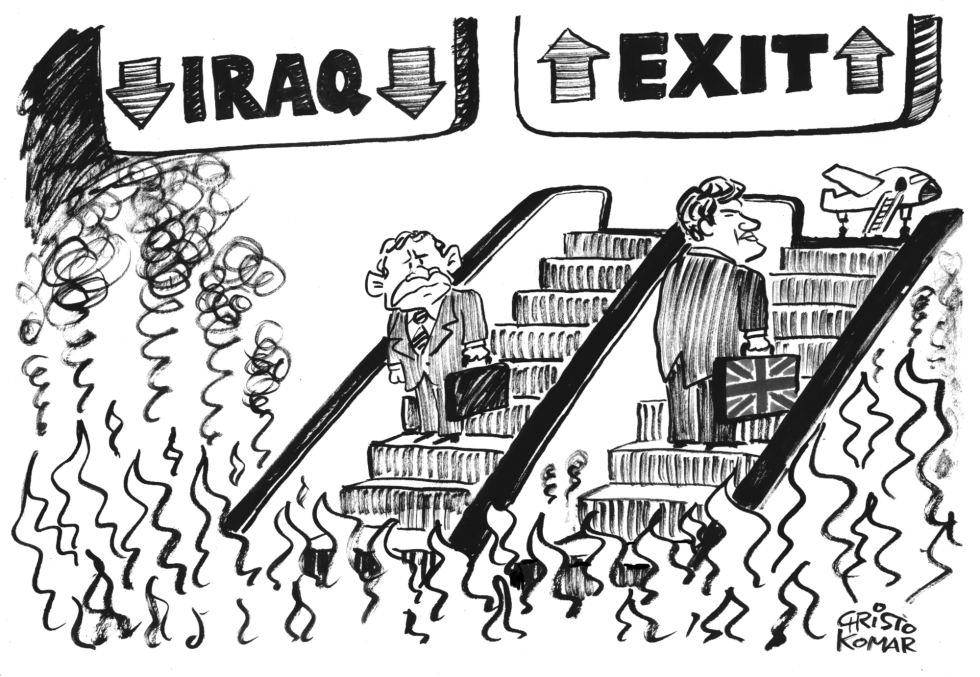 Bush visits Iraq - B&W
